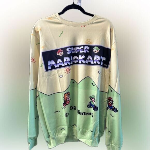 No Brand Other - NWOT Unisex Super Mario Kart Yellow Green Lightweight Sweatshirt - Size 4XL